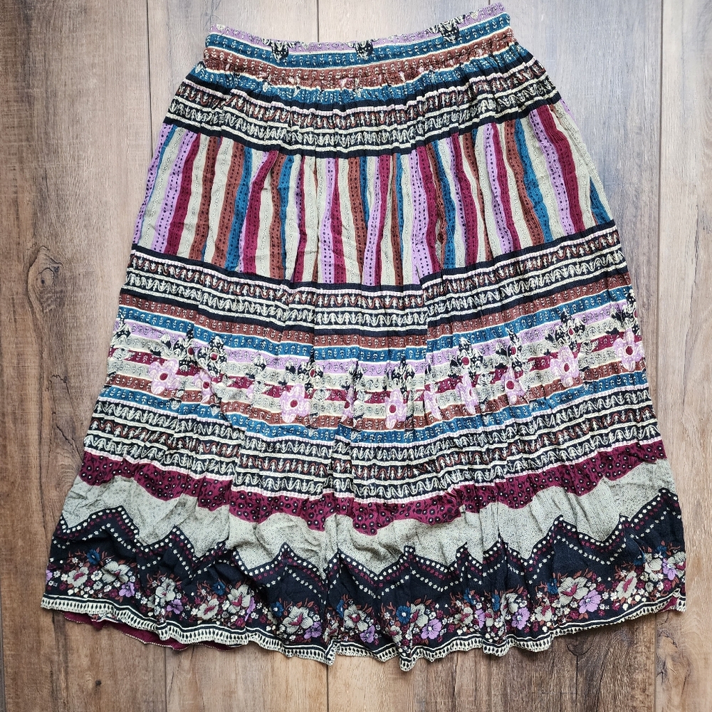 Boho Patterned Drawstring Skirt Size Large, Adjus… - image 7